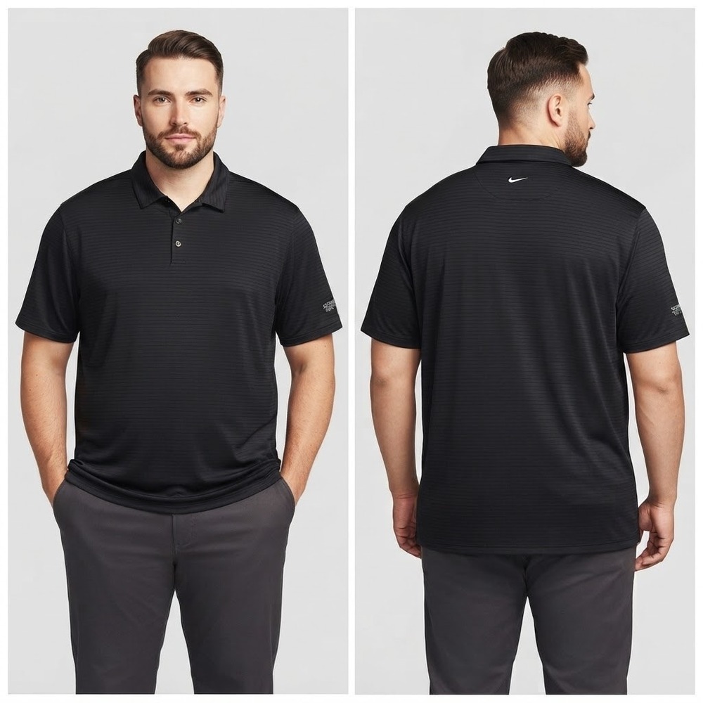Nike Golf Mens 2XL Black Micro Stripe Polo Shirt Southwyck Golf Club F41104FET
